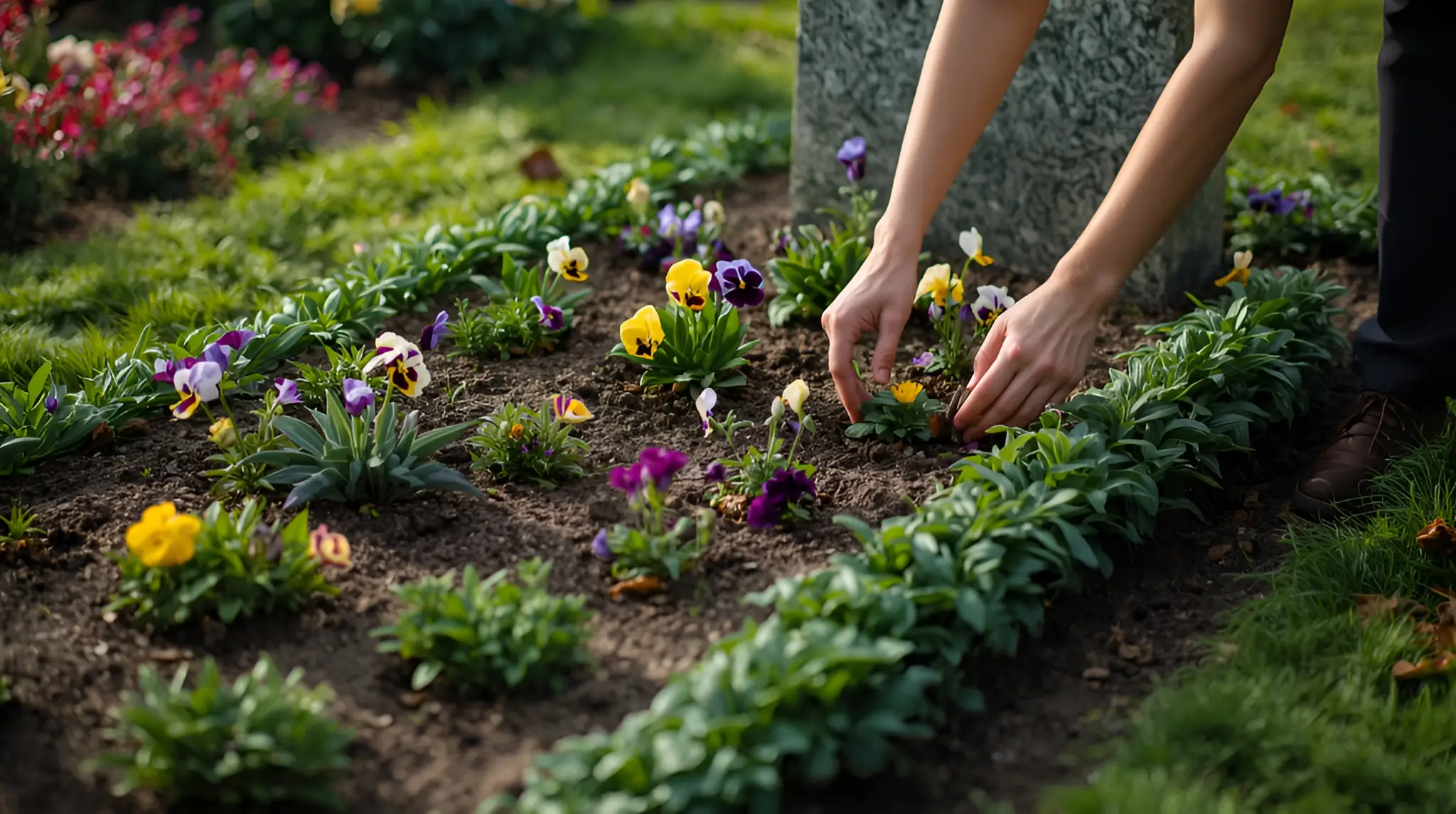 Saisonale Grabbepflanzung